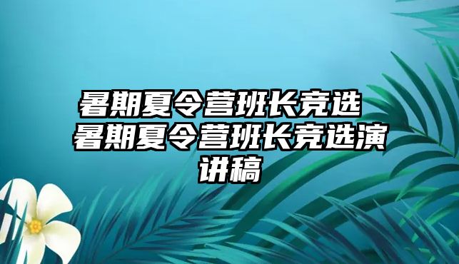 暑期夏令营班长竞选 暑期夏令营班长竞选演讲稿