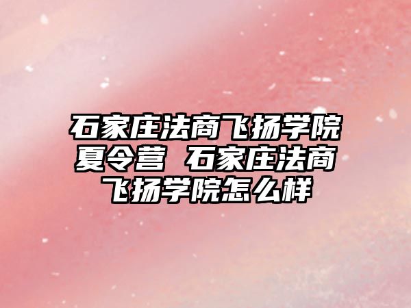 石家庄法商飞扬学院夏令营 石家庄法商飞扬学院怎么样