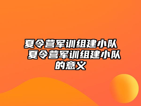 夏令营军训组建小队 夏令营军训组建小队的意义