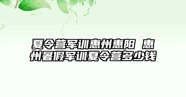 夏令营军训惠州惠阳 惠州暑假军训夏令营多少钱