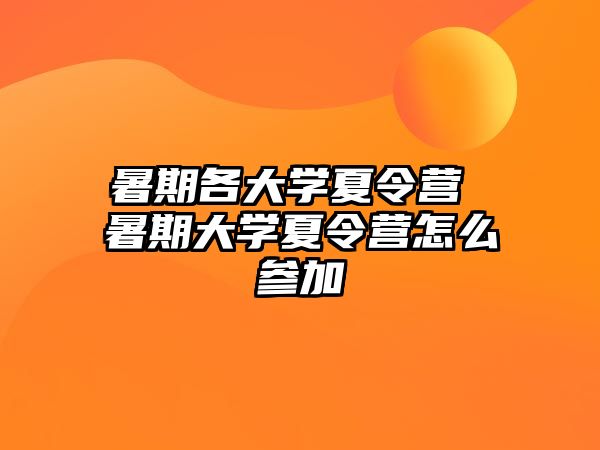 暑期各大学夏令营 暑期大学夏令营怎么参加