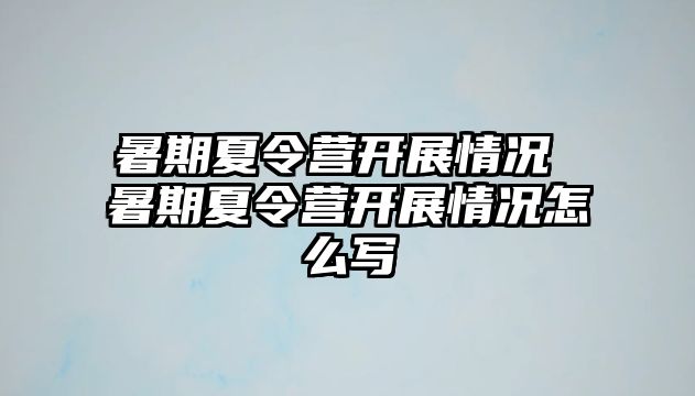 暑期夏令营开展情况 暑期夏令营开展情况怎么写