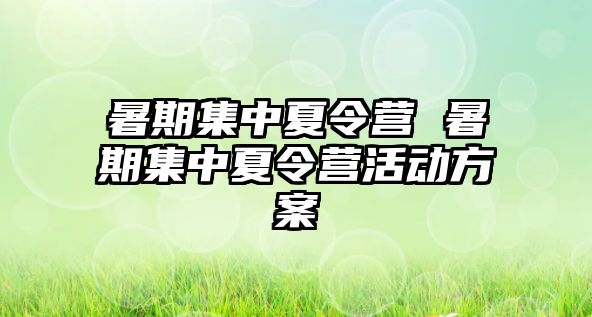 暑期集中夏令营 暑期集中夏令营活动方案