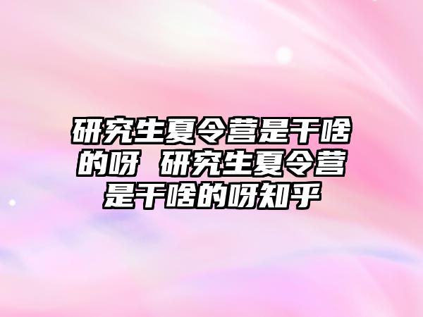 研究生夏令营是干啥的呀 研究生夏令营是干啥的呀知乎