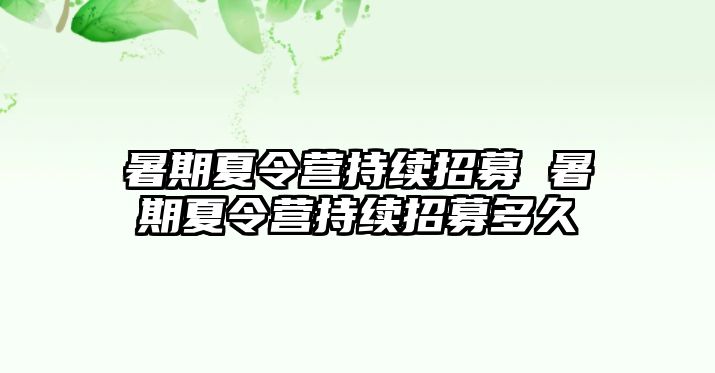 暑期夏令营持续招募 暑期夏令营持续招募多久