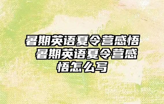 暑期英语夏令营感悟 暑期英语夏令营感悟怎么写