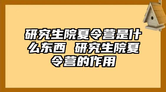 研究生院夏令营是什么东西 研究生院夏令营的作用