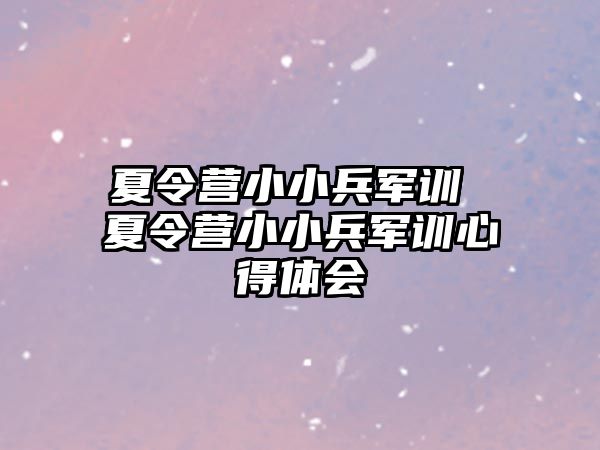 夏令营小小兵军训 夏令营小小兵军训心得体会