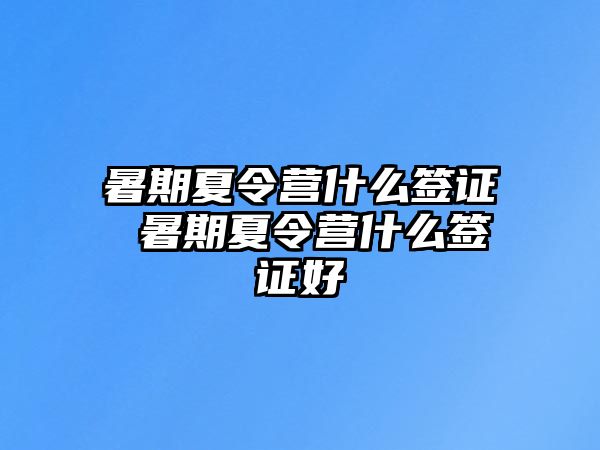 暑期夏令营什么签证 暑期夏令营什么签证好