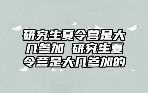 研究生夏令营是大几参加 研究生夏令营是大几参加的