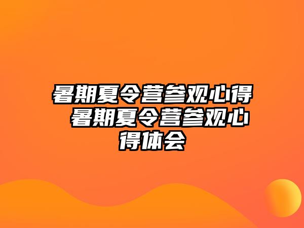 暑期夏令营参观心得 暑期夏令营参观心得体会