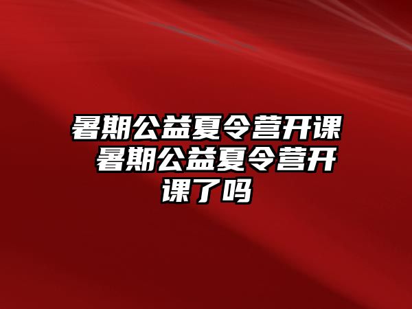 暑期公益夏令营开课 暑期公益夏令营开课了吗