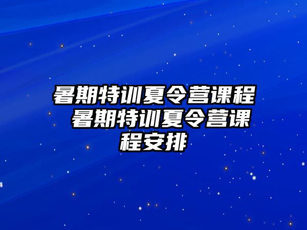 暑期特训夏令营课程 暑期特训夏令营课程安排