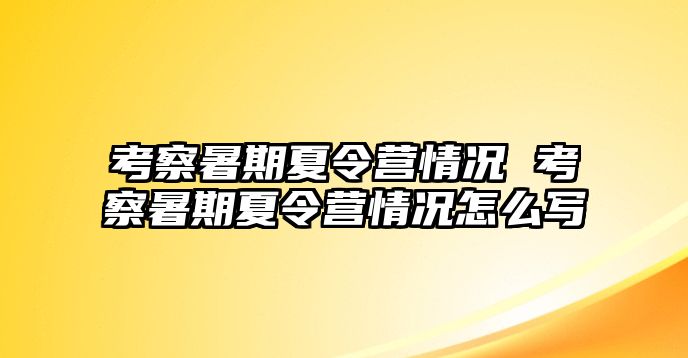 考察暑期夏令营情况 考察暑期夏令营情况怎么写