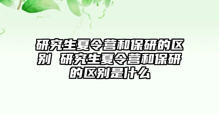 研究生夏令营和保研的区别 研究生夏令营和保研的区别是什么