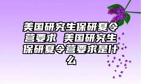 美国研究生保研夏令营要求 美国研究生保研夏令营要求是什么