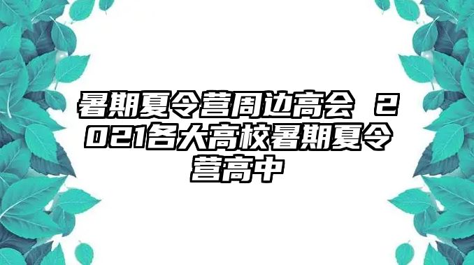 暑期夏令营周边高会 2021各大高校暑期夏令营高中