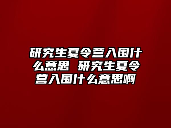 研究生夏令营入围什么意思 研究生夏令营入围什么意思啊