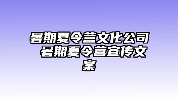 暑期夏令营文化公司 暑期夏令营宣传文案