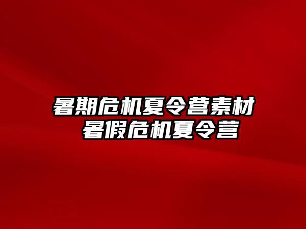 暑期危机夏令营素材 暑假危机夏令营