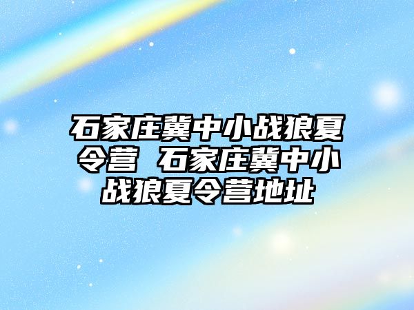 石家庄冀中小战狼夏令营 石家庄冀中小战狼夏令营地址