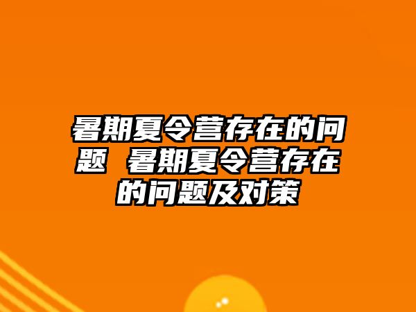 暑期夏令营存在的问题 暑期夏令营存在的问题及对策