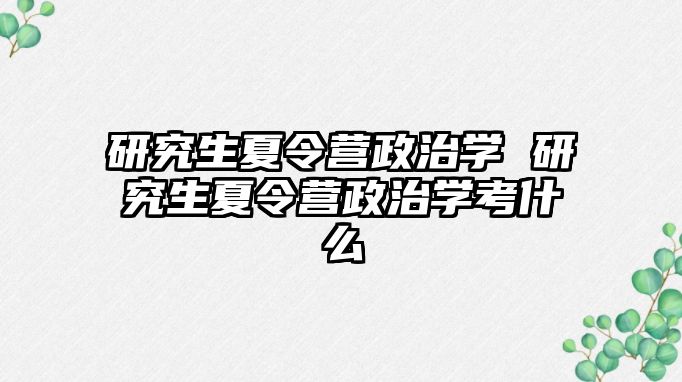 研究生夏令营政治学 研究生夏令营政治学考什么