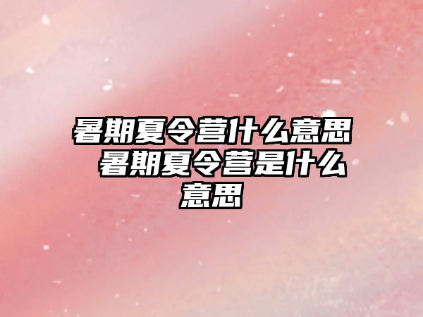 暑期夏令营什么意思 暑期夏令营是什么意思