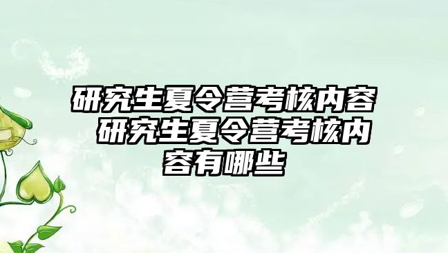 研究生夏令营考核内容 研究生夏令营考核内容有哪些