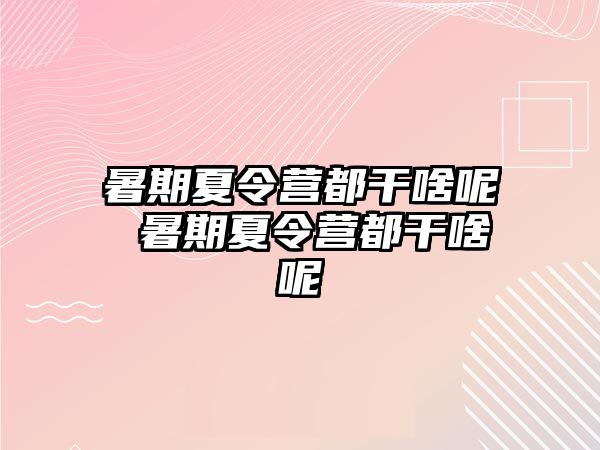 暑期夏令营都干啥呢 暑期夏令营都干啥呢