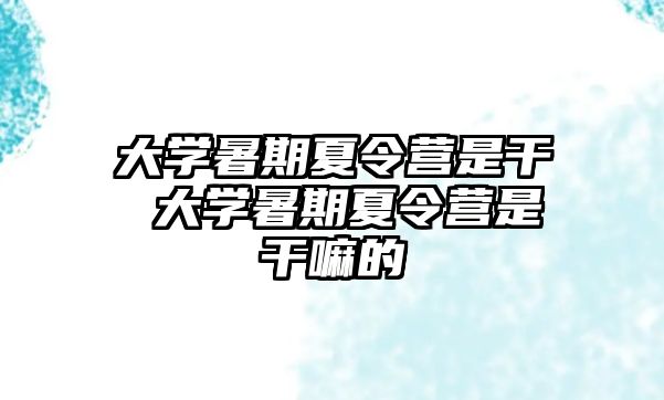 大学暑期夏令营是干 大学暑期夏令营是干嘛的