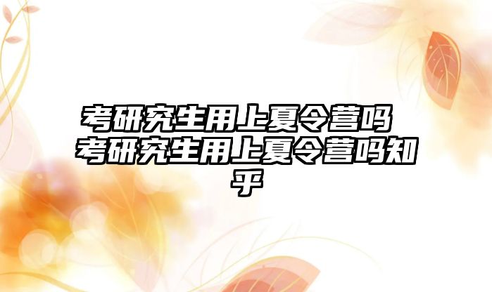 考研究生用上夏令营吗 考研究生用上夏令营吗知乎