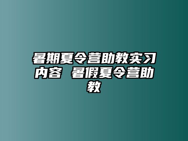 暑期夏令营助教实习内容 暑假夏令营助教