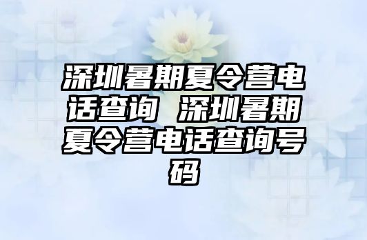 深圳暑期夏令营电话查询 深圳暑期夏令营电话查询号码