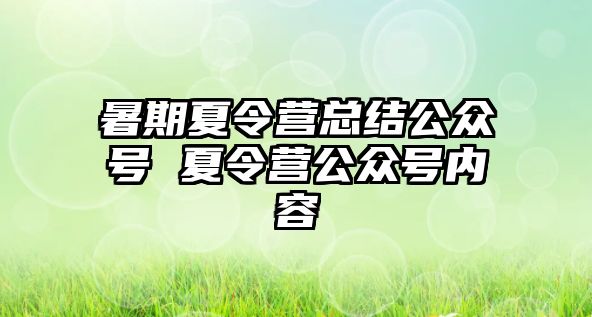 暑期夏令营总结公众号 夏令营公众号内容