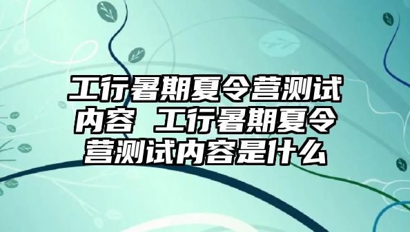 工行暑期夏令营测试内容 工行暑期夏令营测试内容是什么