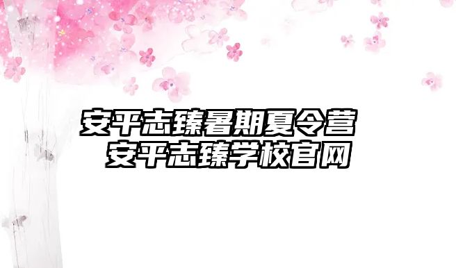 安平志臻暑期夏令营 安平志臻学校官网