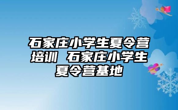 石家庄小学生夏令营培训 石家庄小学生夏令营基地