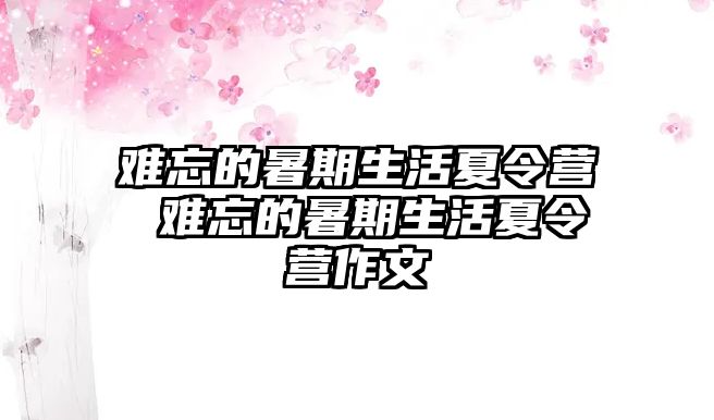 难忘的暑期生活夏令营 难忘的暑期生活夏令营作文