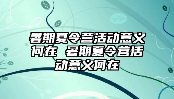 暑期夏令营活动意义何在 暑期夏令营活动意义何在