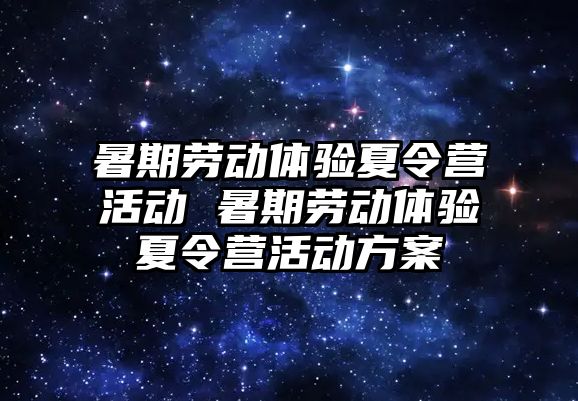 暑期劳动体验夏令营活动 暑期劳动体验夏令营活动方案