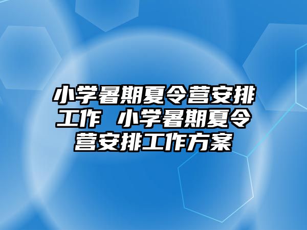 小学暑期夏令营安排工作 小学暑期夏令营安排工作方案