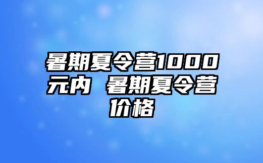 暑期夏令营1000元内 暑期夏令营价格